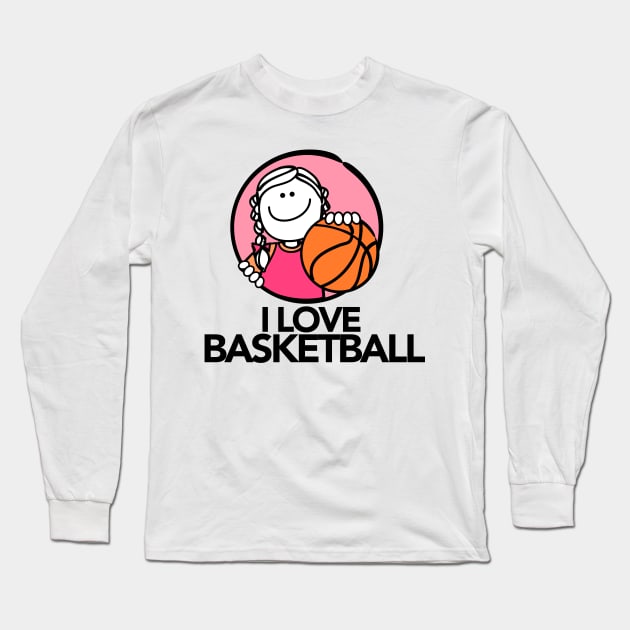 I Love Basketball Long Sleeve T-Shirt by MiCarita.com